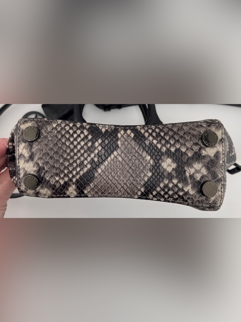 Michael Kors Snake-Print Mini Satchel Crossbody - Black/Gray - Picture 5 of 6